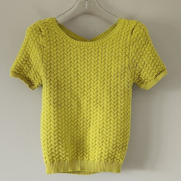 ANTHRO | MAEVE Sweater Open Back Short Sleeve Yellow Sz XS - Picture 3 of 6
